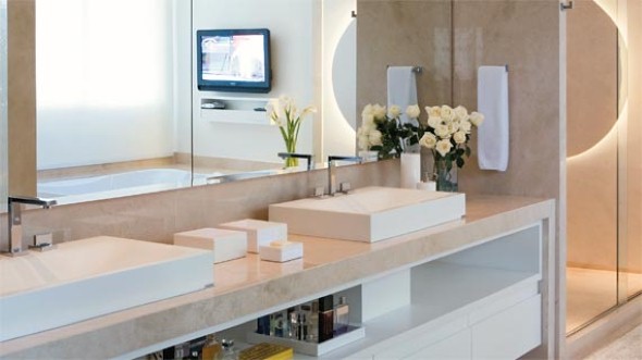 17 ideias para decorar seu banheiro e lavabo com flores ou plantas -> Pia De Banheiro Com Duas Cubas 17 ideias para decorar seu banheiro e lavabo com flores ou plantas -> Pia De Banheiro Com Duas Cubas