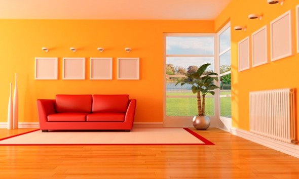 Decorar a sala com tons laranja e vermelhos 003