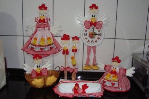 Artesanato de galinha para cozinha 008