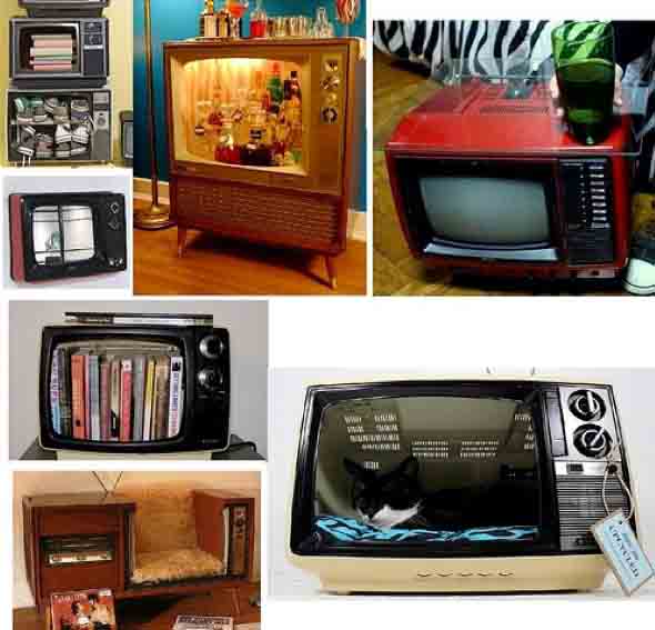 Transforme sua televisão antiga em objeto de decoração.