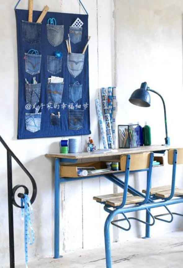 Ideias para reaproveitar jeans usado na decoração 001