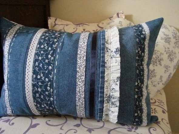 Ideias para reaproveitar jeans usado na decoração 003