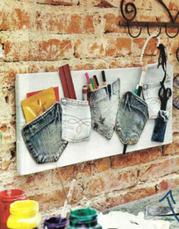 Ideias para reaproveitar jeans usado na decoração 008