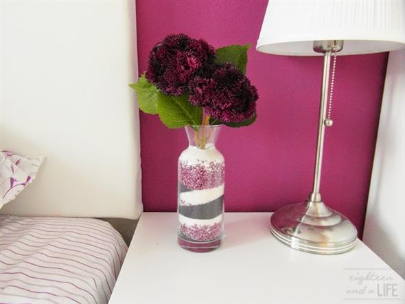 Vaso decorado com sal colorido de giz 007