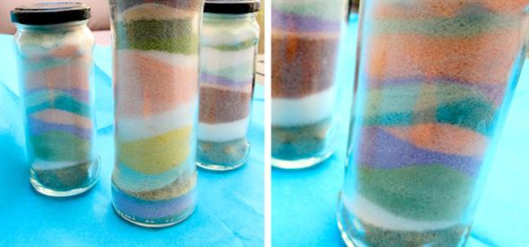 Vaso decorado com sal colorido de giz 012