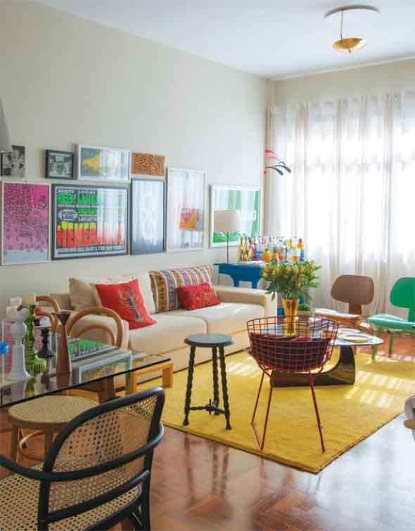 Sala de estar com decoração vintage 012