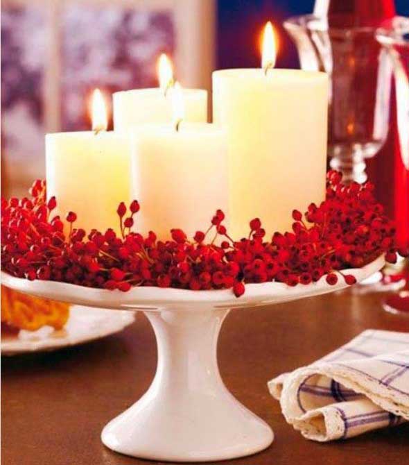 Velas e taças para decorar mesa de jantar 006