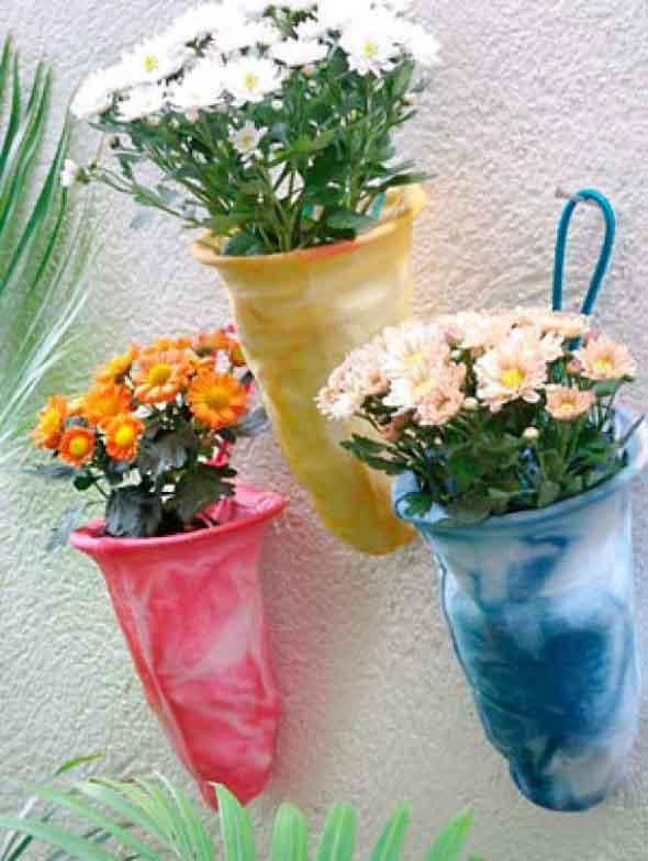 Vasos criativos com materiais reciclados 012