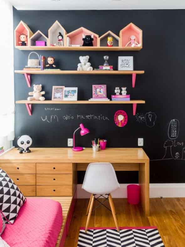 Usar tinta lousa na decoração do quarto 018